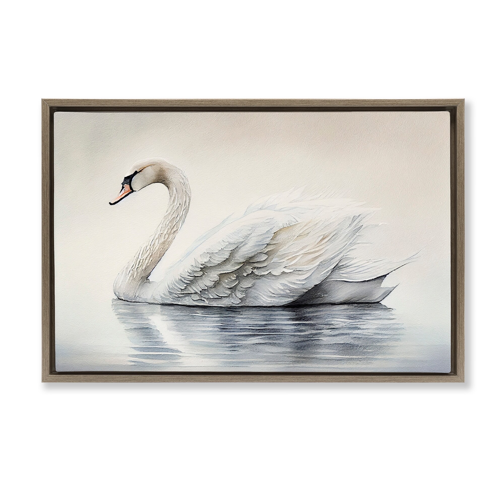 Stupell Elegant Floating Swan Framed Floater Canvas Wall Art Design By Sasha