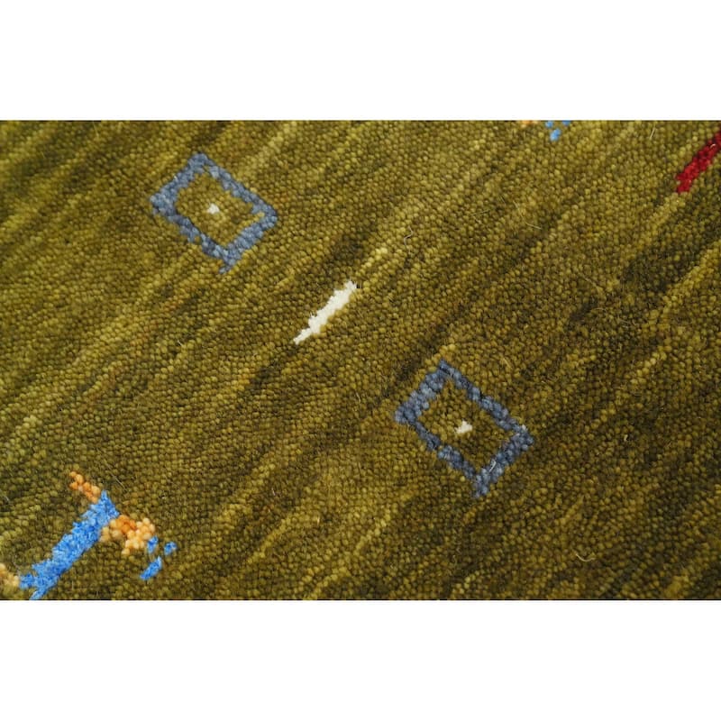 Hand Knotted Oriental 100% Wool Carpet Tribal Animal Pictorial Green Gabbeh Area Rug - 5' 11'' X 5' 10''