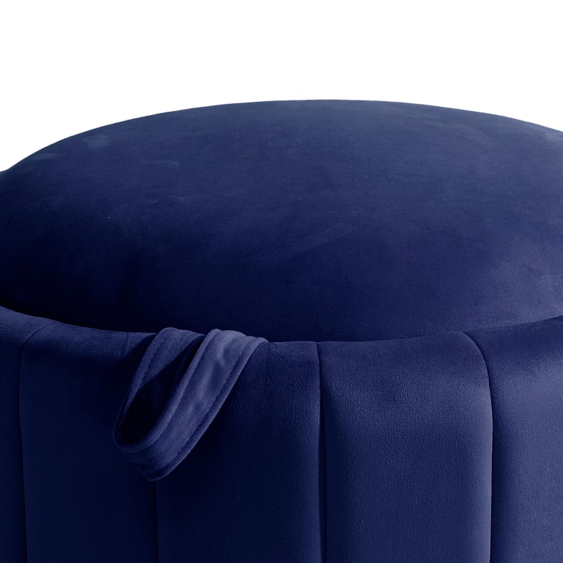 29" Modern Velvet Round Storage Ottoman