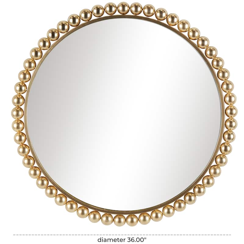 Metal Wall Mirror with Bead Detailing - Gold or Silver - CosmoLiving by Cosmopolitan