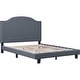 preview thumbnail 4 of 6, Madison Gray Upholstered Camelback Platform Bed - No box spring needed