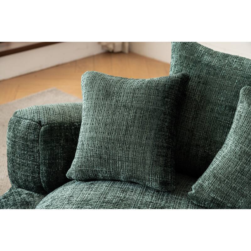 Bean Bag Lazy Sofa with Ultra Soft Chenille Cover,Round Bean Bag,Indoor & Outdoor - Green