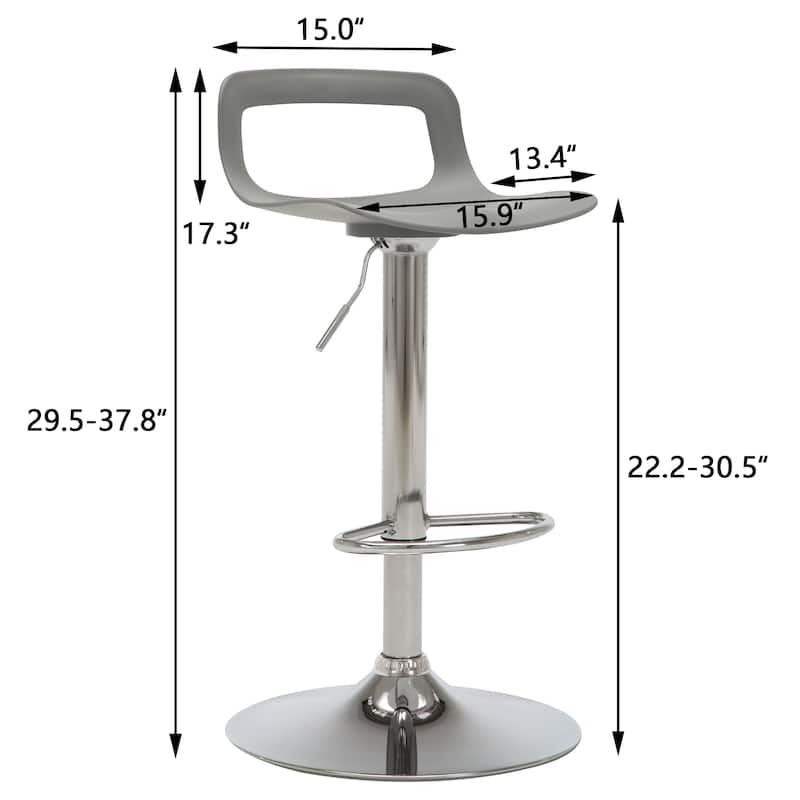 Adjustable Barstools Airlift Counter Bar Pub Height Stools with Plastic Seat Set of 2