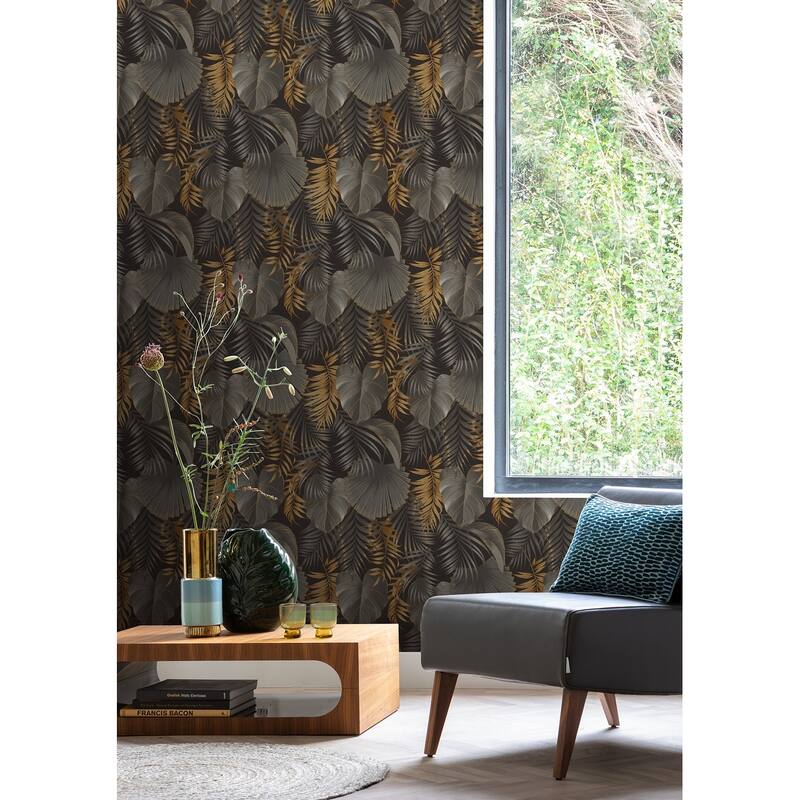 Rasch Valdivi Black Palm Fronds Wallpaper