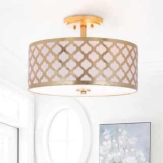 SAFAVIEH Lighting Kora Quatrefoil Gold LED 3-light Flush Mount - 15" x 15" x 10.5"
