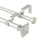 preview thumbnail 25 of 28, Modern Square Urn Adjustable Drapery Double Curtain Rod 28"-48" - Antique Silver/Pewter