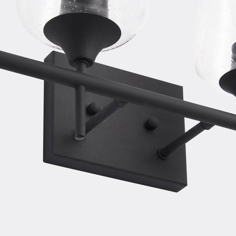 CO-Z Matte Black Vanity Light with Clear Seeded Glass Shade
