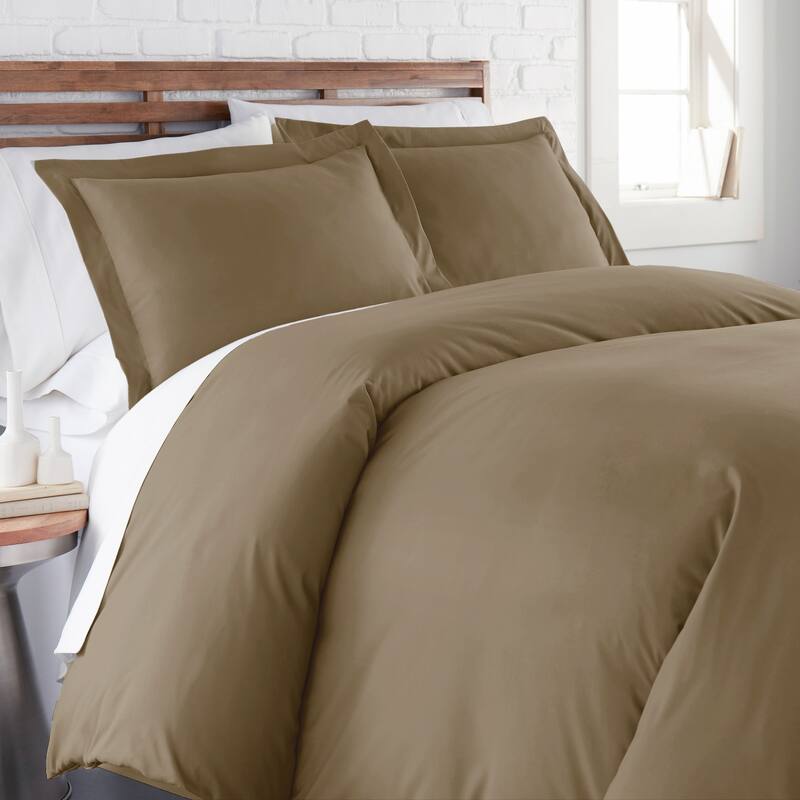 Vilano Comfort Premium Ultra-soft 3-piece Duvet Cover Set - Dark taupe - 3 Piece - Queen