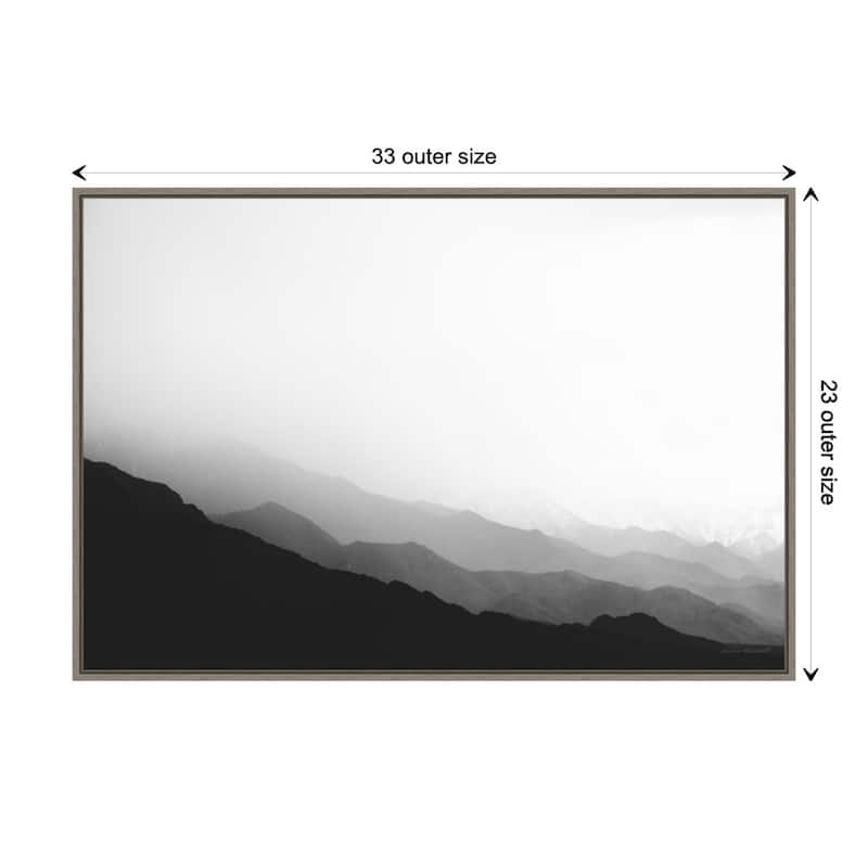 Virgin Mountains II by Laura Marshall Framed Canvas Wall Art Print - Sylvie Greywash - 33 x 23 in - Plastic - Grey