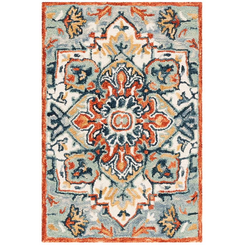 SAFAVIEH Handmade Aspen Hagar Boho Medallion Wool Rug - 2' x 3' - Blue/Rust