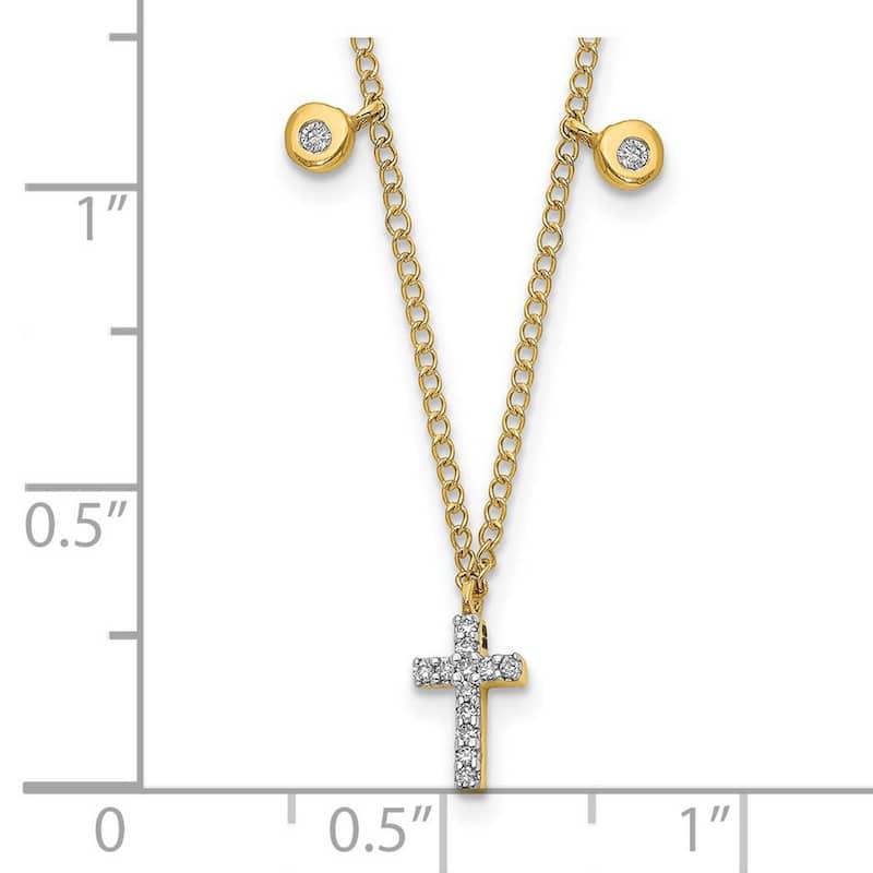 Curata 14k 0.052 CTW Diamond Faith Cross Necklace, 16"