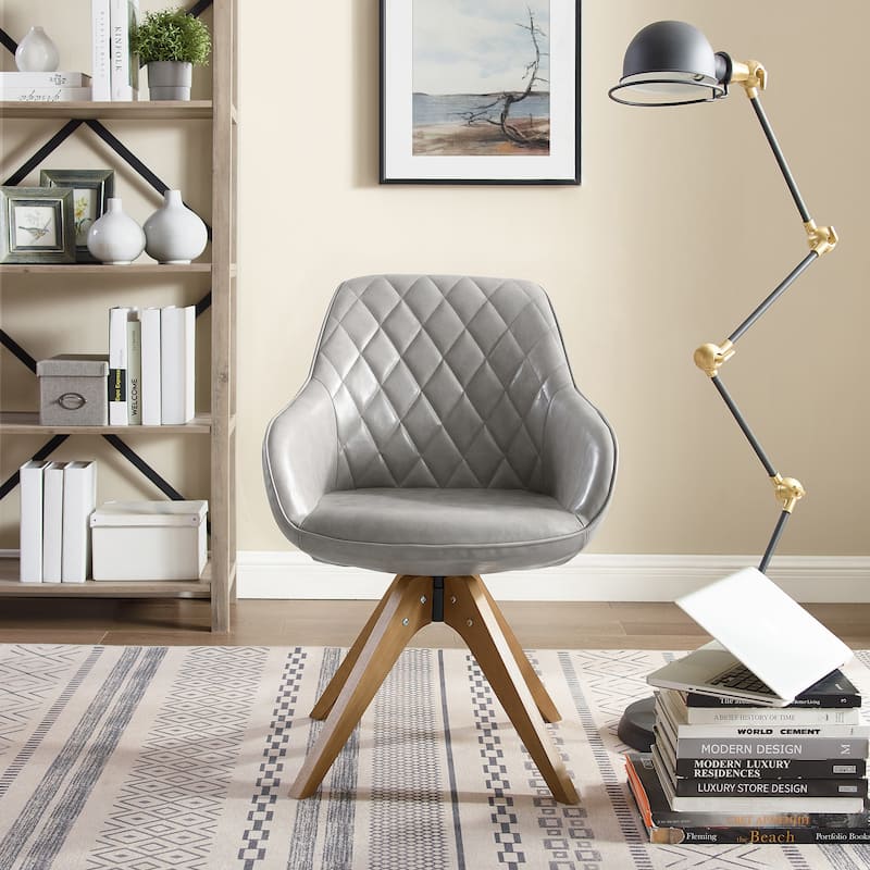 Art Leon Classical Swivel Office Accent Chair with Wood Legs