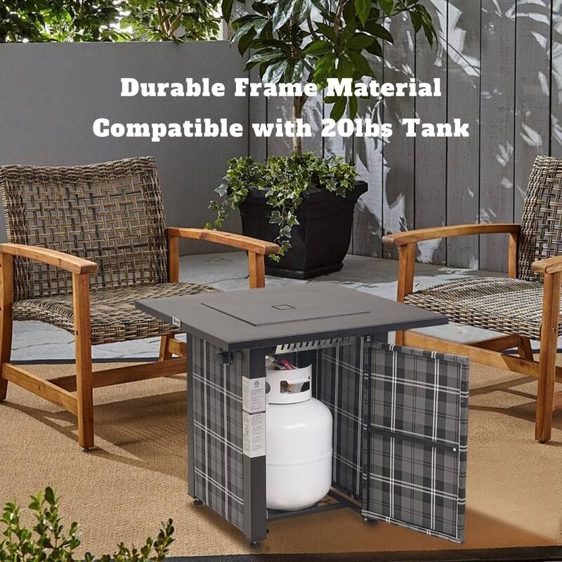 Werph 25" H Propane Outdoor Patio Square Fire Pit Table, 50,000 BTU Fire Table,