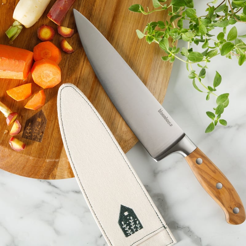 Bloomhouse 8 Inch German Steel Chef Knife W/ Italian Olive Wood Forged Handle