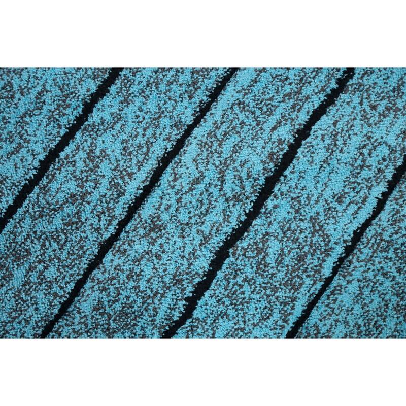 Turquoise Blue Chevron Style Transitional Turkish Rug Oriental Carpet