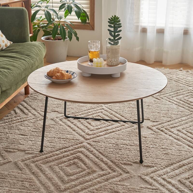 American Minimalist Modern Small Apartment Coffee Table - Natural