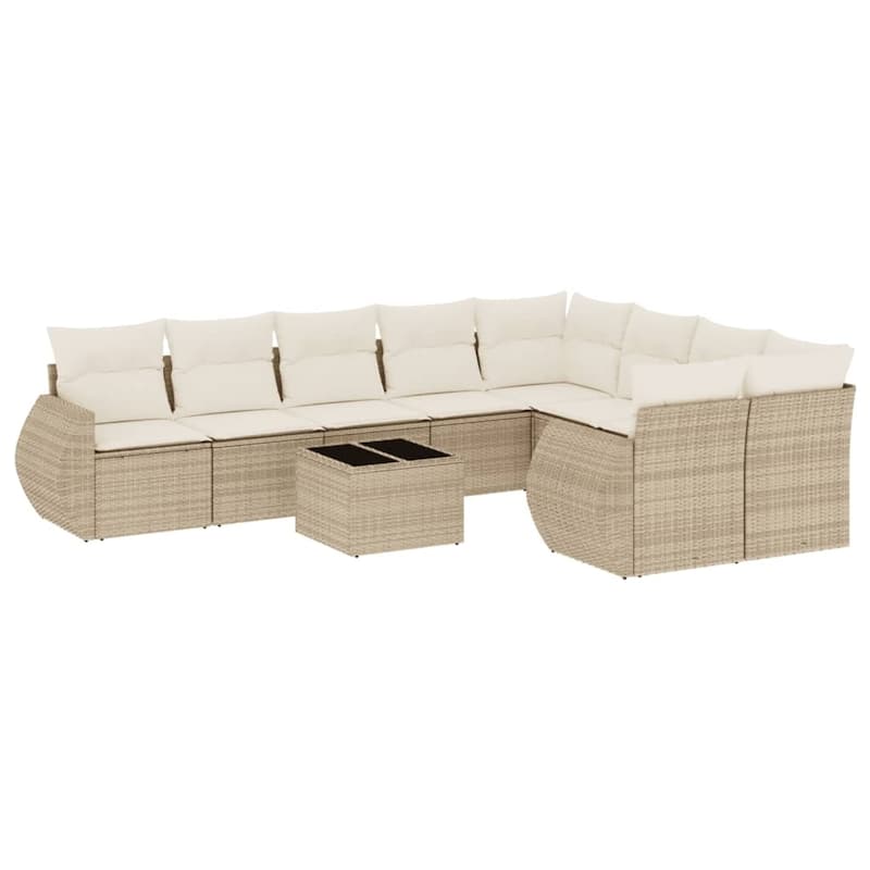 vidaXL Patio Sofa Set with Cushions Outdoor Conversation Furniture Poly Rattan