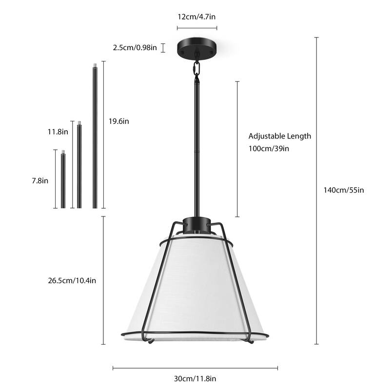 JASIWAY Modern Light Brass Chandelier with E26 Base and Fabric Shade