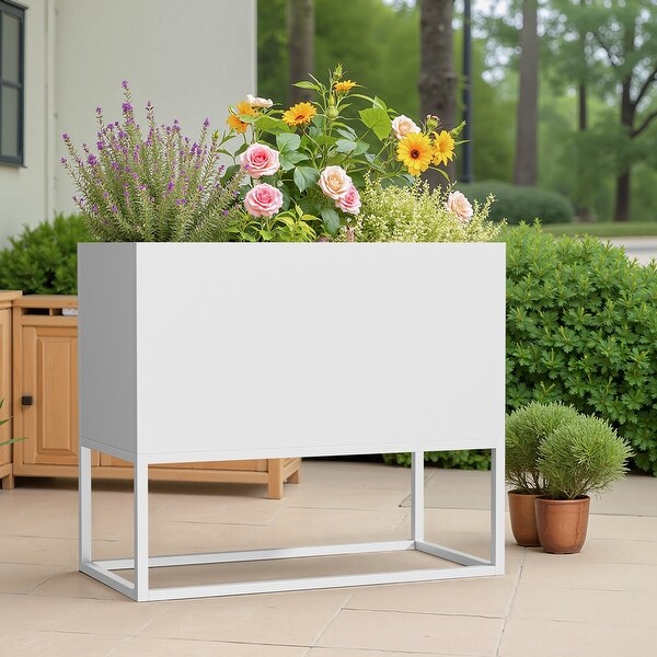 36*18*18 inch Large Mental Rectangular Planter with Shelves and