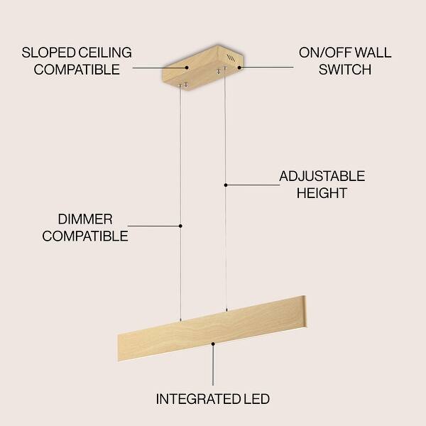 dimension image slide 10 of 11, Julian 40" Dimmable Adjustable Integrated LED Metal Linear Pendant, by JONATHAN Y