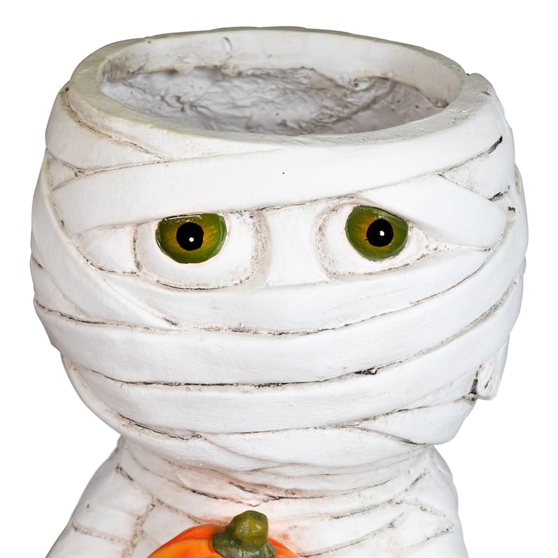 Mummy Holding Carved Pumpkin Halloween Decoration - 19.5"