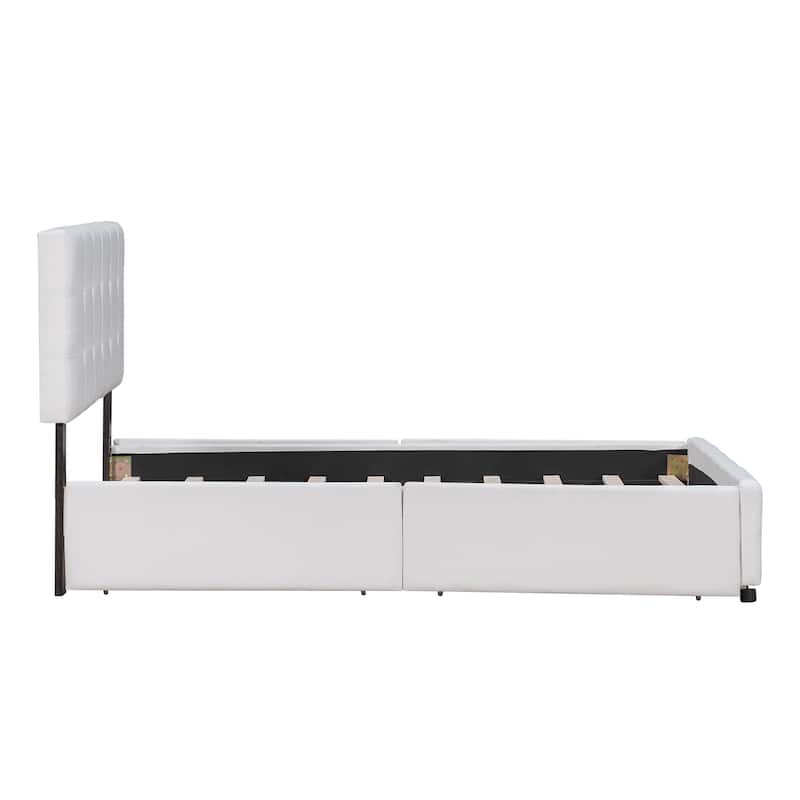 Platform Bed with Classic Headboard and 4 Drawers