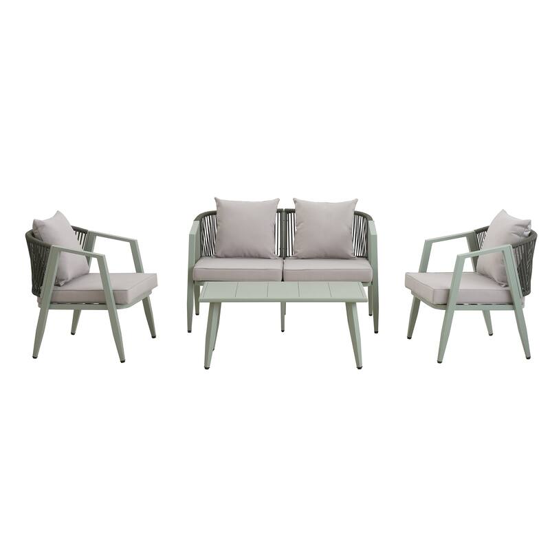 Outdoor Metal Chairs with Iron Table for Patios (Set of 4)