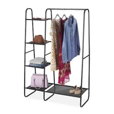 Whitmor Wardrobe with Fine Mesh Shelves - Matte Black