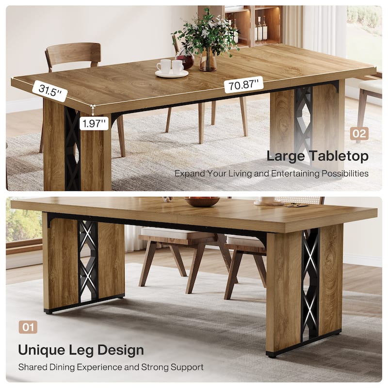 71" Modern Industrial Dining Table for 6-8 People