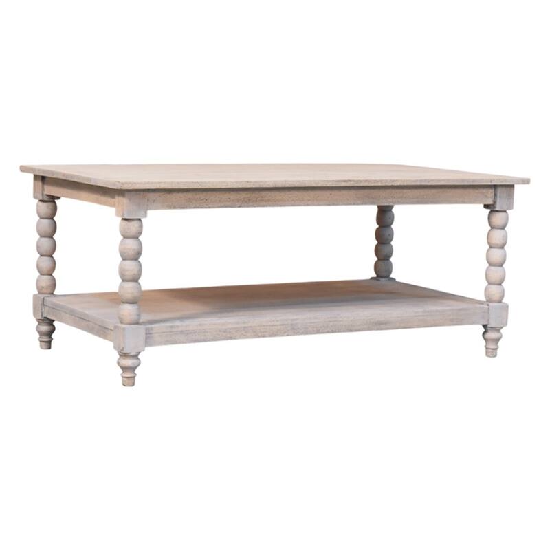 Artisan Furniture Solid Wood Ellsworth Spindle Coffee Table in Acid Wash , Brown