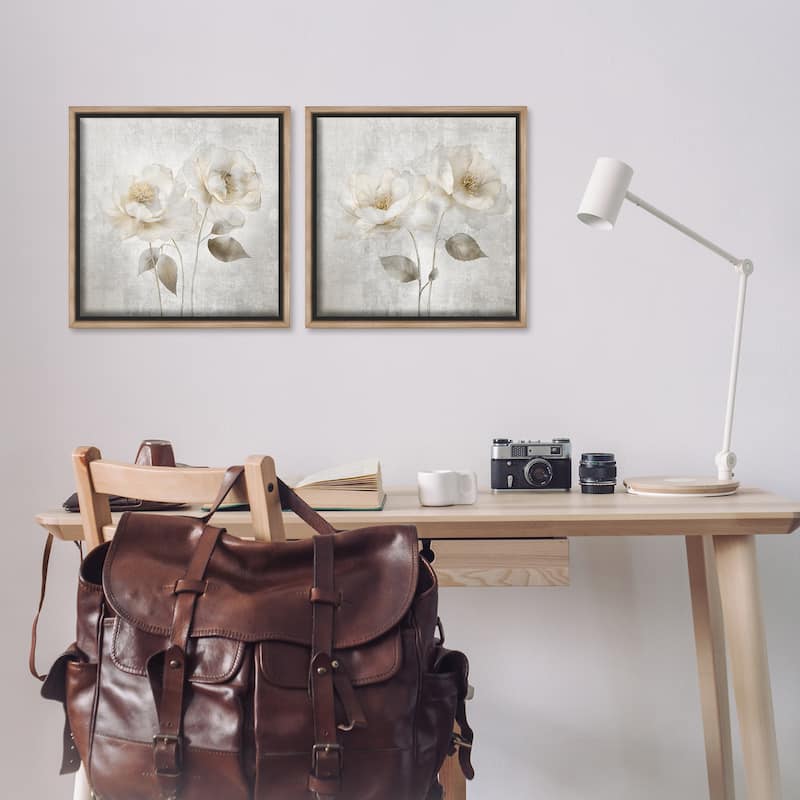 Stupell Soft Chic Roses Framed Floater Canvas Wall Art Design By Irene Weisz (Set of 2)