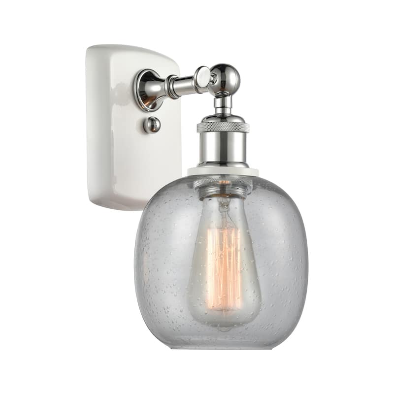 Innovations Lighting Belfast 11" Tall Bathroom Sconce - White and Polished Chrome / Seedy