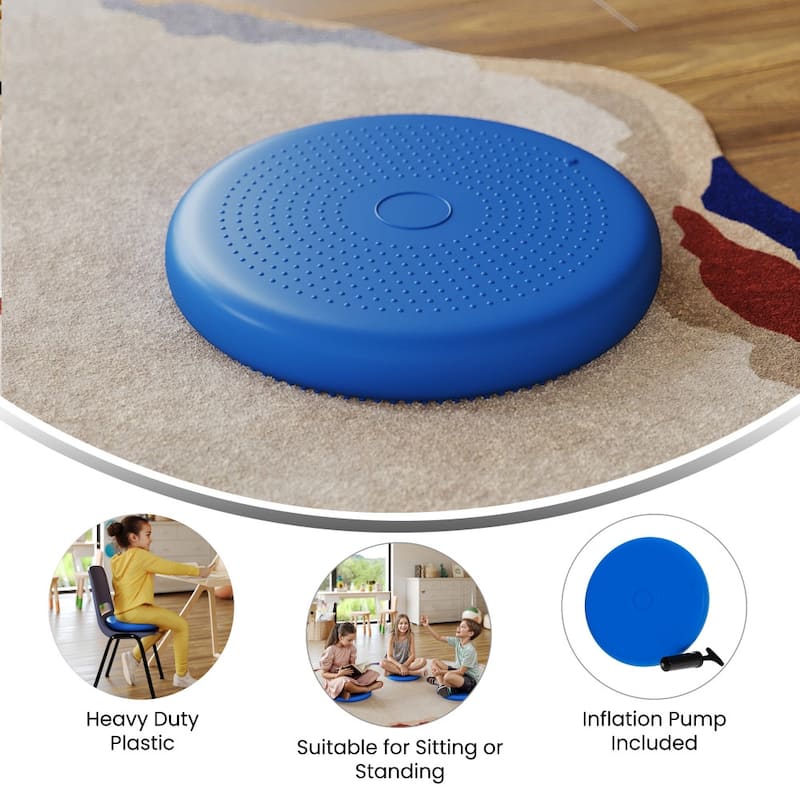 Commercial Inflatable Wobble Cushion with Dual Sided Grips - 13"W x 13"D x 1.75"H