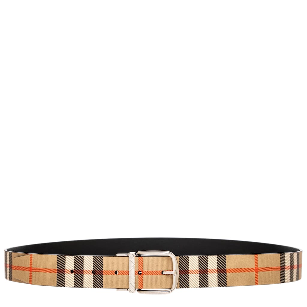 Burberry Men's Reversible Check Pin Belt 1.4" Wide