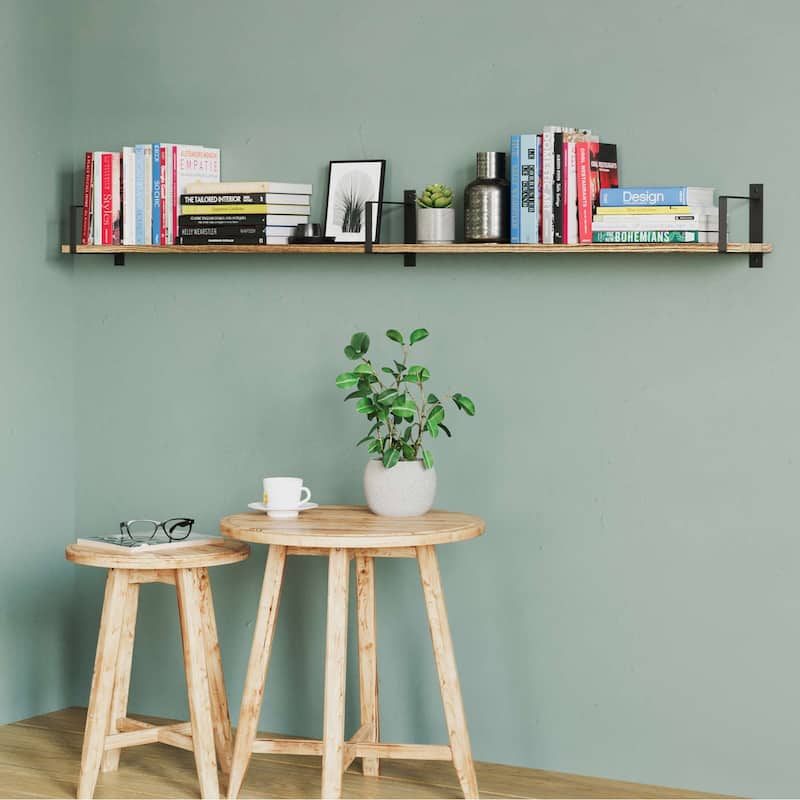 Wallniture Toledo 60 inch Shelf, Floating Bookshelves for Wall, Storage Shelves for Bedroom, Wood Shelves for Wall