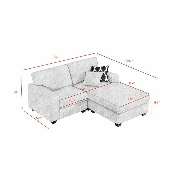 73.2'' Reversible Modular Sectional Sofa Couche For Apartment Bed