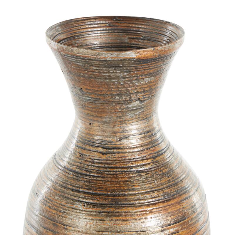 Brown Bamboo Wood Antique Inspired Pot Vase