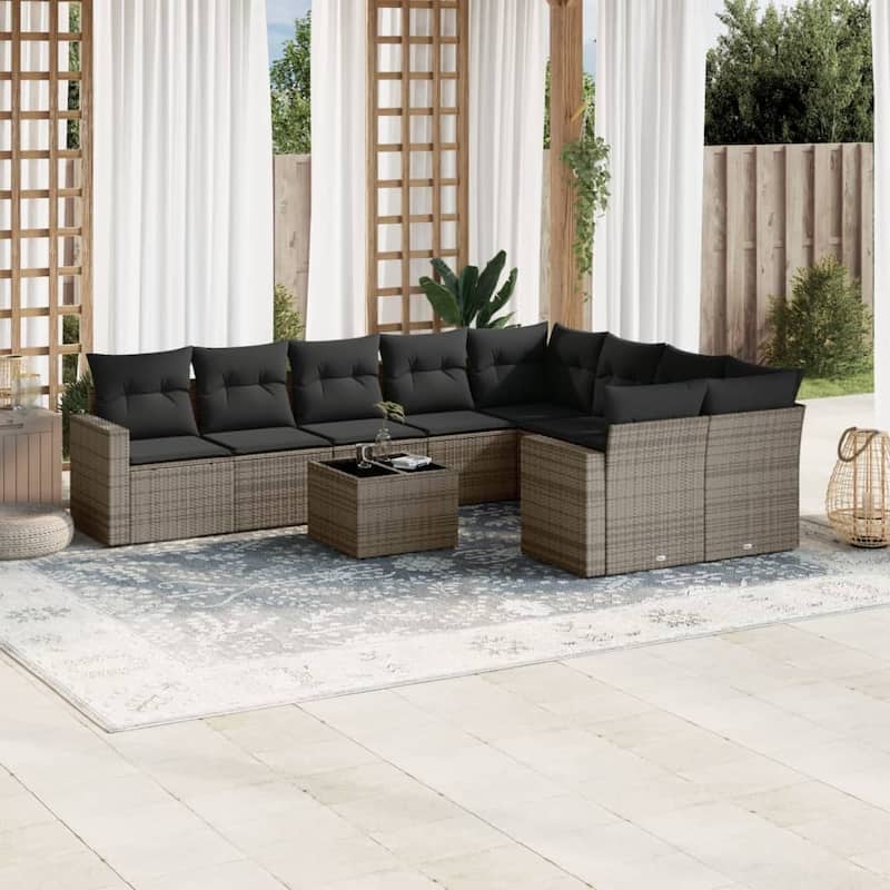 vidaXL Garden Sofa Set Grey - 21.7 x 21.7 x 14.6 in