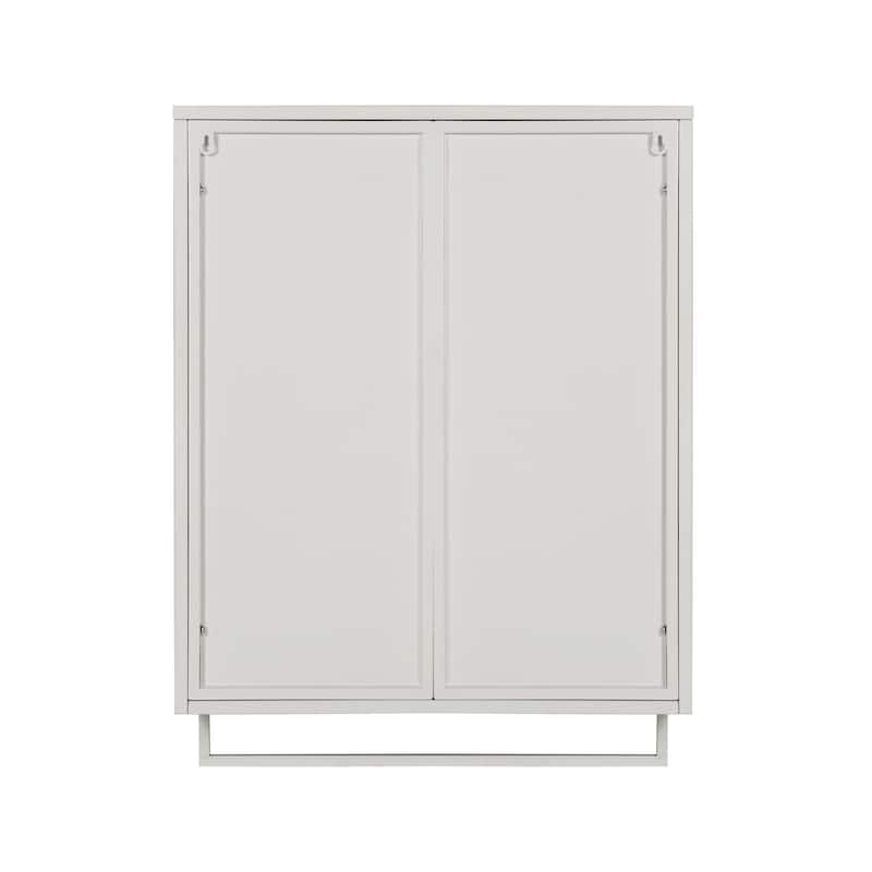 23.62"Glass Doors Wall Cabinet with 2-tier Enclosed Storage