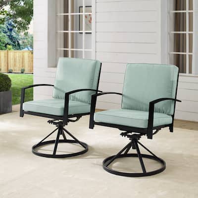 Crosley Kaplan 2Pc Outdoor Dining Swivel Chair Set - 24.75"W x 25"D x 37"H