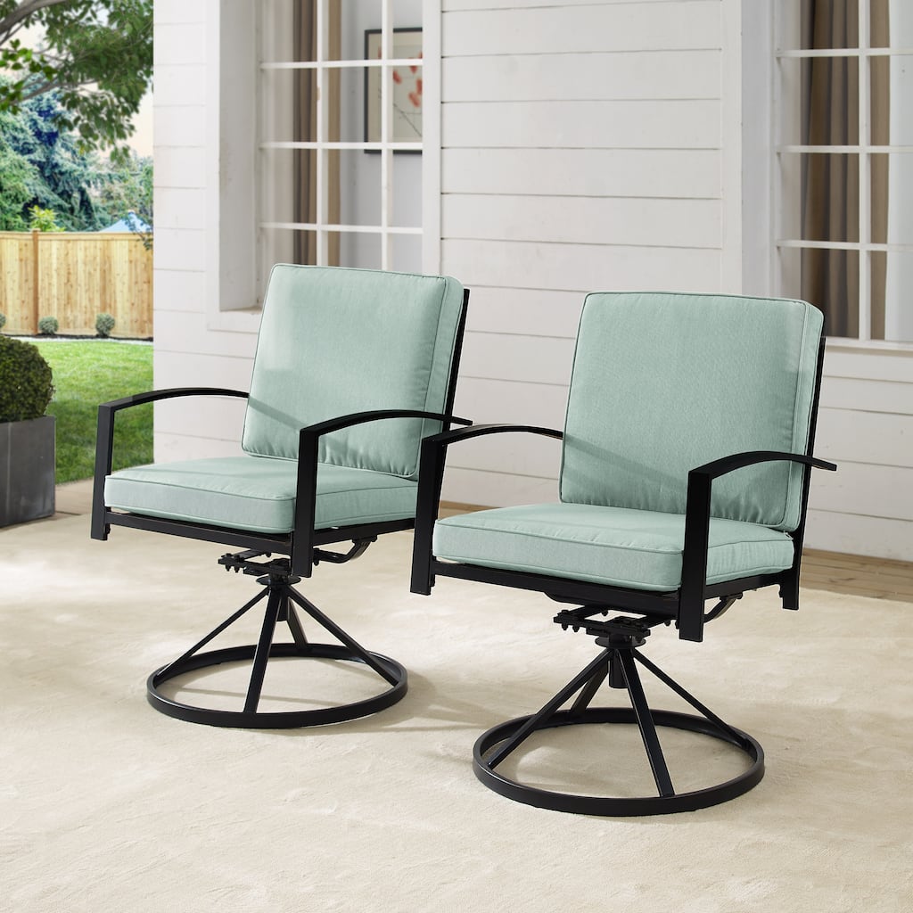 Crosley Kaplan 2Pc Outdoor Dining Swivel Chair Set - 24.75"W x 25"D x 37"H