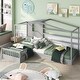 preview thumbnail 11 of 25, Twin Size Wood House Platform Bed, L-Shaped with Fence and Slatted Frame