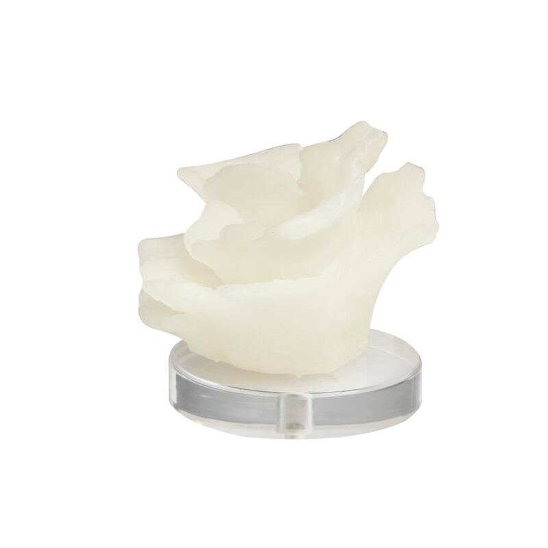 White Polystone Small Textured Coral Decorative Sculpture with Clear Acrylic Base