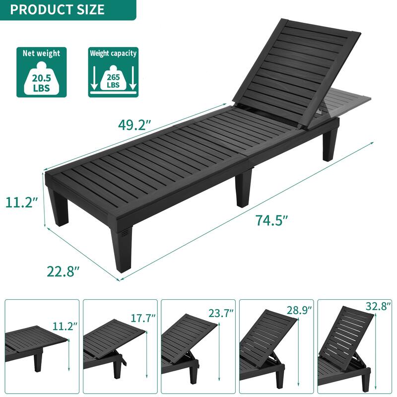 74.5'' Reclining Single Outdoor Lounge Chairs