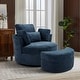 preview thumbnail 170 of 198, 41" W Oversized Accent Barrel Swivel Chair with Moon Storage Ottoman
