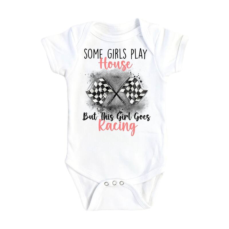 Racing Pink - Baby Boy Girl Clothes Infant Bodysuit Funny Cute Newborn - White - Newborn