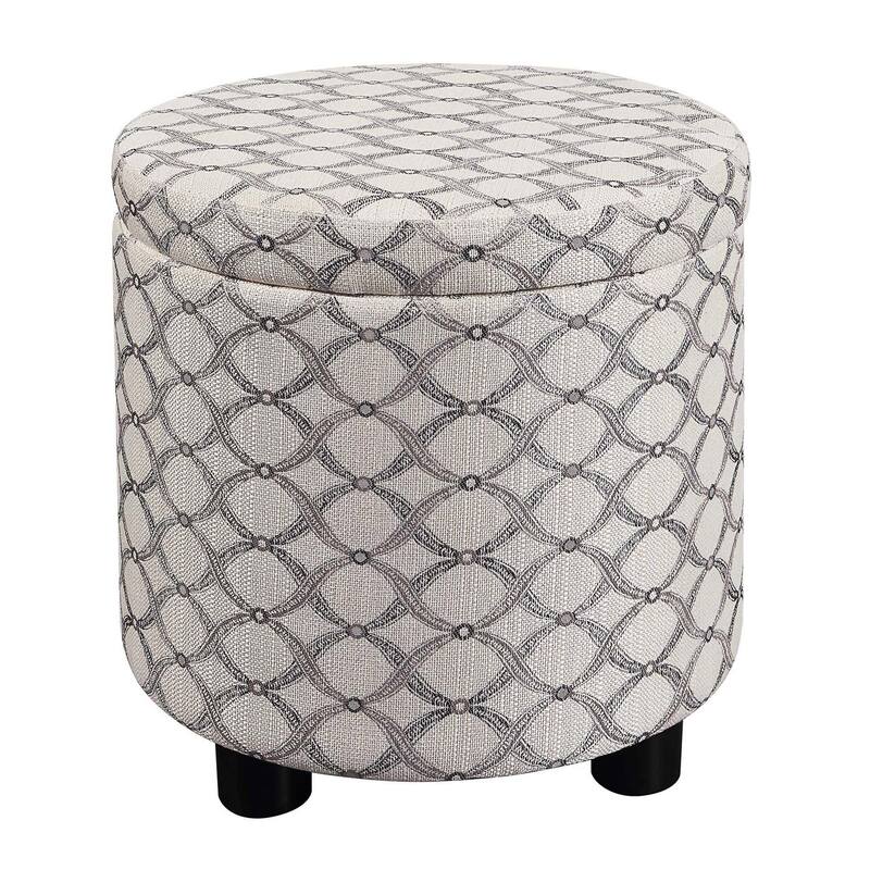 Convenience Concepts Designs4Comfort Round Accent Storage Ottoman with Reversible Tray Lid