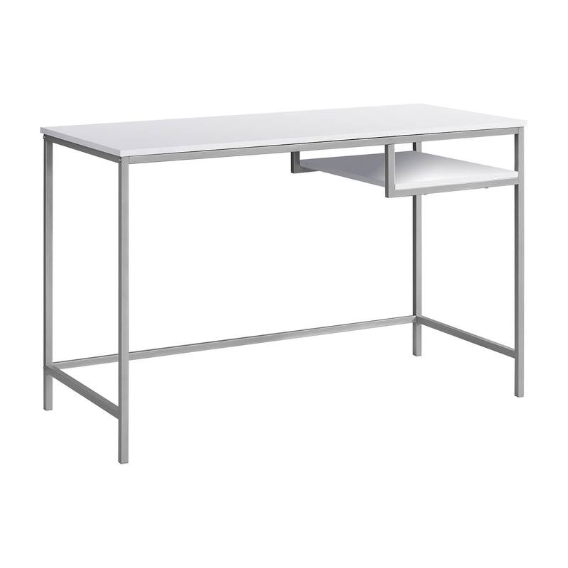 Computer Desk, Home Office, Laptop, 48"l, Work, White Laminate, Grey Metal, Contemporary