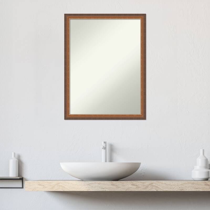 Two Tone Non-Beveled Wood Framed Bathroom Vanity Wall Mirror