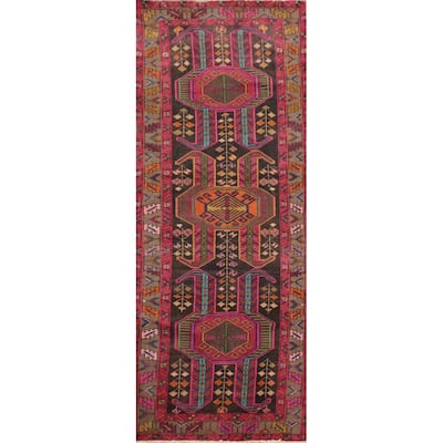 Hand Knotted Oriental 100% Wool Carpet Traditional Tribal Pink Ardebil Runner Rug - 9' 8'' X 3' 6''